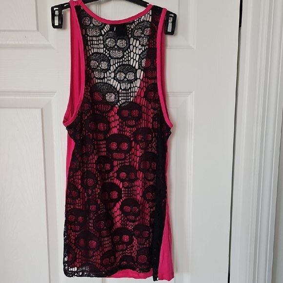 Material Girl Pink and Black Lace Tank Top - Picture 4 of 4